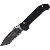 Microtech 11363T Auto Ludt Gen III Two-Tone Serrated Tanto Button Lock Knife Black Aluminum/Black Traction Handles