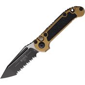 Microtech 11363TA Auto Ludt Gen III Two-Tone Serrated Tanto Button Lock Knife Tan Aluminum/Black Traction Handles