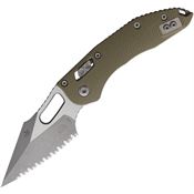 Microtech 18006 Stitch Apocalyptic Serrated Ram-Lok Knife Fluted OD Green G10 Handles