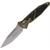 Microtech 160A10APOD Auto Socom Elite Apocalyptic Button Lock Knife OD Green Aluminum/Black Traction Handles