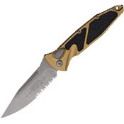 Microtech 160A11APTA Auto Socom Elite Apocalyptic Part Serrated Button Lock Knife Tan Aluminum/Black Traction Handles