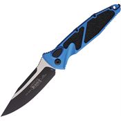 Microtech 160A1BL Auto Socom Elite Two-Tone Button Lock Knife Blue Aluminum/Black Traction Handles
