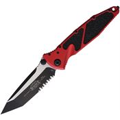 Microtech 1612RD Socom Elite Two-Tone Part Serrated Tanto Linerlock Knife Red Aluminum/Black Traction Handles