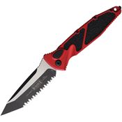 Microtech 161A3RD Auto Socom Elite Two-Tone Serrated Tanto Button Lock Knife Red Aluminum/Black Traction Handles