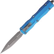 Microtech 22710APBL Auto Dirac Apocalyptic Double Edge Dagger OTF Knife Turquoise Aluminum Handles