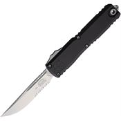 Microtech 112111 Auto Ultratech Gen III ZBP Stonewash Part Serrated OTF Knife Black Aluminum Handles