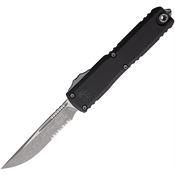 Microtech 112111AP Auto Ultratech Gen III ZBP Apocalyptic Part Serrated OTF Knife Black Aluminum Handles