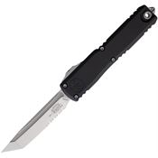 Microtech 112311 Auto Ultratech Gen III ZBP Stonewash Part Serrated Tanto OTF Knife Black Aluminum Handles