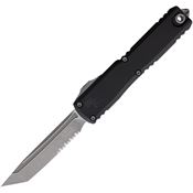 Microtech 112311AP Auto Ultratech Gen III ZBP Apocalyptic Part Serrated Tanto OTF Knife Black Aluminum Handles