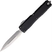 Microtech 112212 Auto Ultratech Gen III ZBP Stonewash Serrated Dagger OTF Knife Black Aluminum Handles
