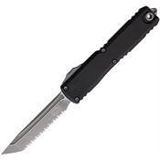 Microtech 112312AP Auto Ultratech Gen III ZBP Apocalyptic Serrated Tanto OTF Knife Black Aluminum Handles
