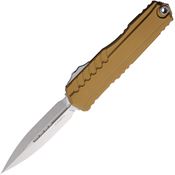 Microtech 124210TA Auto Cypher II Stonewash Double Edge Dagger OTF Knife Tan Aluminum Handles
