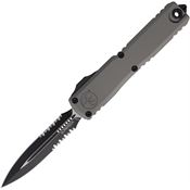 Microtech 11222NC Auto Ultratech Gen III ZBP Two-Tone Part Serrated Dagger OTF Knife Gray Aluminum Handles