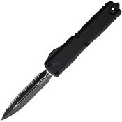 Microtech 11223T Auto Ultratech Gen III ZBP Two-Tone Serrated Dagger OTF Knife Black Aluminum Handles