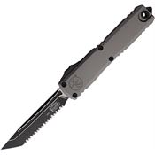 Microtech 11233NC Auto Ultratech Gen III ZBP Two-Tone Serrated Tanto OTF Knife Gray Aluminum Handles