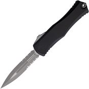 Microtech 170211AP Auto Hera II Apocalyptic Part Serrated Double Edge Dagger OTF Knife Black Aluminum Handles