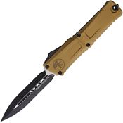 Microtech 11421TA Auto Combat Troodon Gen III Two-Tone Double Edge Dagger OTF Knife Tan Aluminum Handles