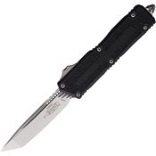 Microtech 127910 Auto Scarab II Gen III Stonewash Tanto OTF Knife Black Aluminum/Black Traction Handles