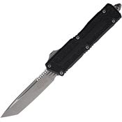 Microtech 127910AP Auto Scarab II Gen III Apocalyptic Tanto OTF Knife Black Aluminum/Black Traction Handles
