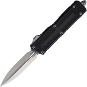 Microtech 128010 Auto Scarab II Gen III Stonewash Double Edge Dagger OTF Knife Black Aluminum/Black Traction Handles