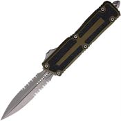 Microtech 128011APOD Auto Scarab II Gen III Apocalyptic Part Serrated Double Edge Dagger OTF Knife OD Green Aluminum/Black Traction Handles