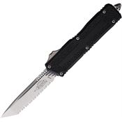 Microtech 127912 Auto Scarab II Gen III Stonewash Serrated Tanto OTF Knife Black Aluminum/Black Traction Handles