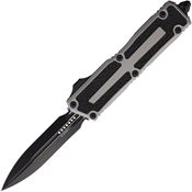 Microtech 12801NC Auto Scarab II Gen III Two-Tone Double Edge Dagger OTF Knife Gray Aluminum/Black Traction Handles