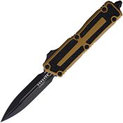 Microtech 12801TA Auto Scarab II Gen III Two-Tone Double Edge Dagger OTF Knife Tan Aluminum/Black Traction Handles