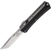 Microtech 18511 Auto Glykon Stonewash Part Serrated Tanto OTF Knife Black Aluminum Handles