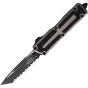 Microtech 12793NC Auto Scarab II Gen III Two-Tone Serrated Tanto OTF Knife Gray Aluminum/Black Traction Handles