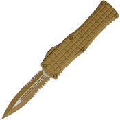 Microtech 7022FRCRAS Auto Hera Part Serrated Double Edge Dagger OTF Knife Tan Frag Aluminum Handles