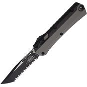 Microtech 1853NC Auto Glykon Two-Tone Serrated Tanto OTF Knife Black Aluminum Handles
