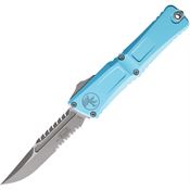 Microtech 121711APTQS Auto Combat Troodon Intercepto Apocalyptic Part Serrated OTF Knife Turquoise Aluminum Handles