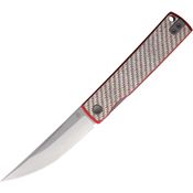 North Mountain Blade 250221 Kaiken Linerlock Knife Red/Gray Carbon Fiber Handles