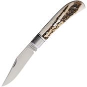 North Mountain Blade LNYSTG Lanny Satin Clip Point Slip Joint Knife Stag Handles