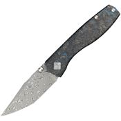 Ocaso 12IBL Delos Damascus Tanto Framelock Knife Dark Matter Carbon Fiber Handles