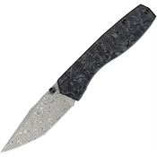 Ocaso 12IBK Delos Damascus Tanto Framelock Knife Black Dunes Carbon Fiber Handles