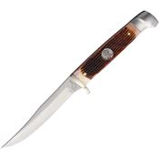 Queen WB63 Small Hunter Fixed Blade Knife Amber Winterbottom Bone Handles