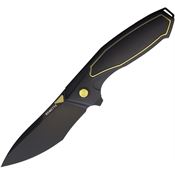 Remette RTKF1 Kingfisher Black Drop Point Framelock Knife Black/Gold Titanium Handles