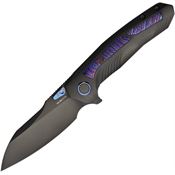 Remette RTPOE Kestrel Black Reverse Tanto Framelock Knife Black Timascus Handles