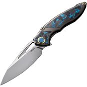 Rike 1902SBCF 1902 Satin Framelock Knife Dark Gray/Blue Carbon Fiber Handles