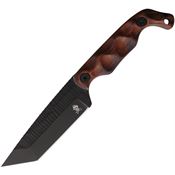 Stroup B5TWBLKCER Bravo 5 Black Carbon Steel Tanto Fixed Blade Knife Rosewood Handles