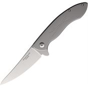 Studio D001 Rambler Satin Elmax Framelock Knife Gray Titanium Handles