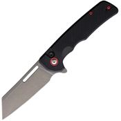 Utica E46 Disruption V Stonewash Sheepsfoot Button Lock Knife Black G10 Handles