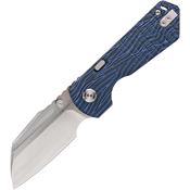Vosteed A1302 Hedgehog Top Satin Sheepsfoot Linerlock Knife Black/Blue G10 Handles