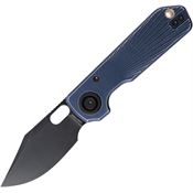 Vosteed A2401 Akita Black Stonewash Bowie Vanchor Lock Knife Blue Stonewash Handles
