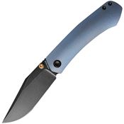 Vosteed A2102 Vallhund Black Stonewash Clip Point Framelock Knife Stonewash Blue Titanium Handles