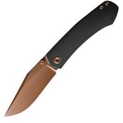 Vosteed A2103 Vallhund Copper Dune Clip Point Framelock Knife Black Stonewash Titanium Handles
