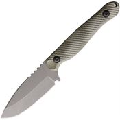 Wachtman E2ODT Eddy 2 Tumbled Drop Point Fixed Blade Knife OD Green Micarta Handles