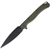 Daggerr PRFOLBW Pero Black Stonewash Spear Point Linerlock Knife OD Green FRN Handles